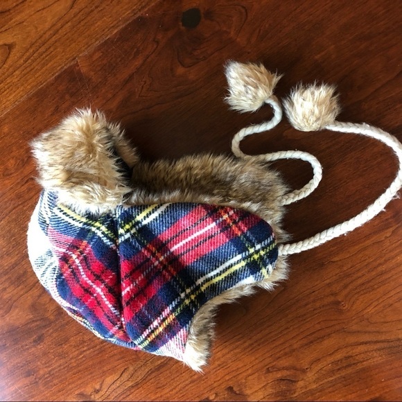 American Eagle Plaid Faux Fur Trapper‎ Hat - Picture 3 of 6